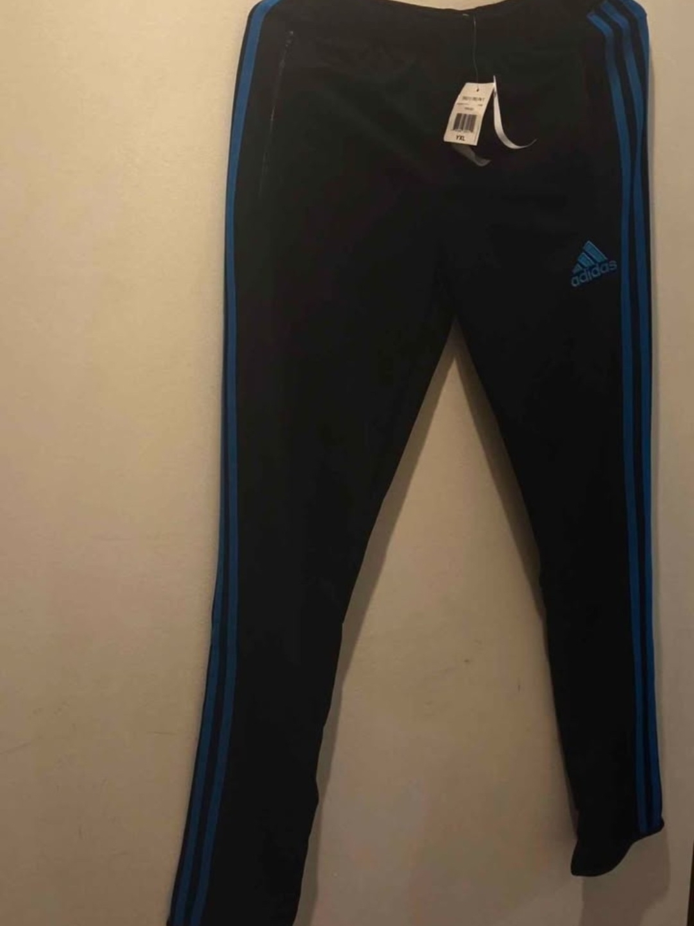 adidas Kids Black Sweatpants with Blue Stripes